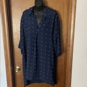 Women’s Navy Blue Embroidered Tunic Dress XXL